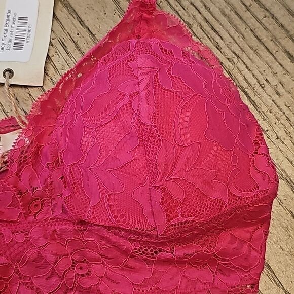 Lacy pink floral bra letter M NWT Fushicia - Picture 3 of 8